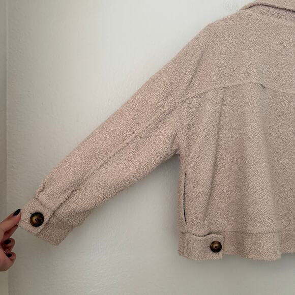 Nasty Gal Womens Tan Sherpa Teddy Jacket Coat Lined Oversized Size Medium Top - Picture 10 of 12